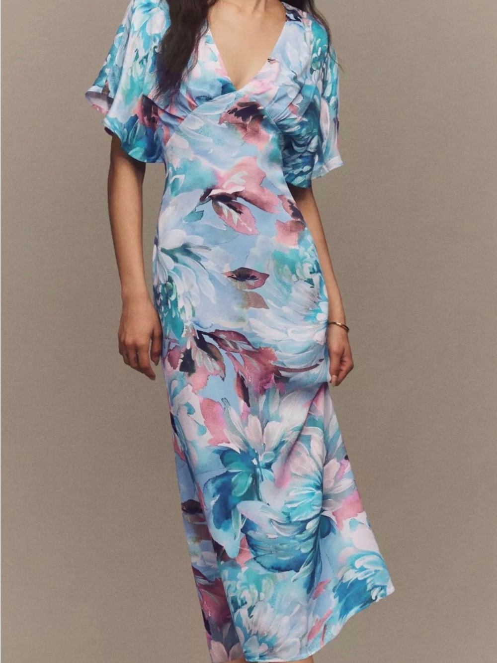 BHLDN Pastel Floral Maxi Dress in Blue and Pink